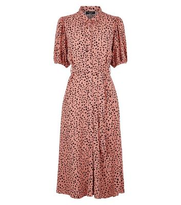 pink leopard print midi dress