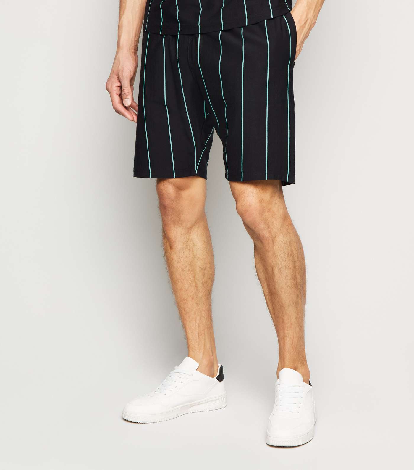 Black Vertical Stripe Shorts