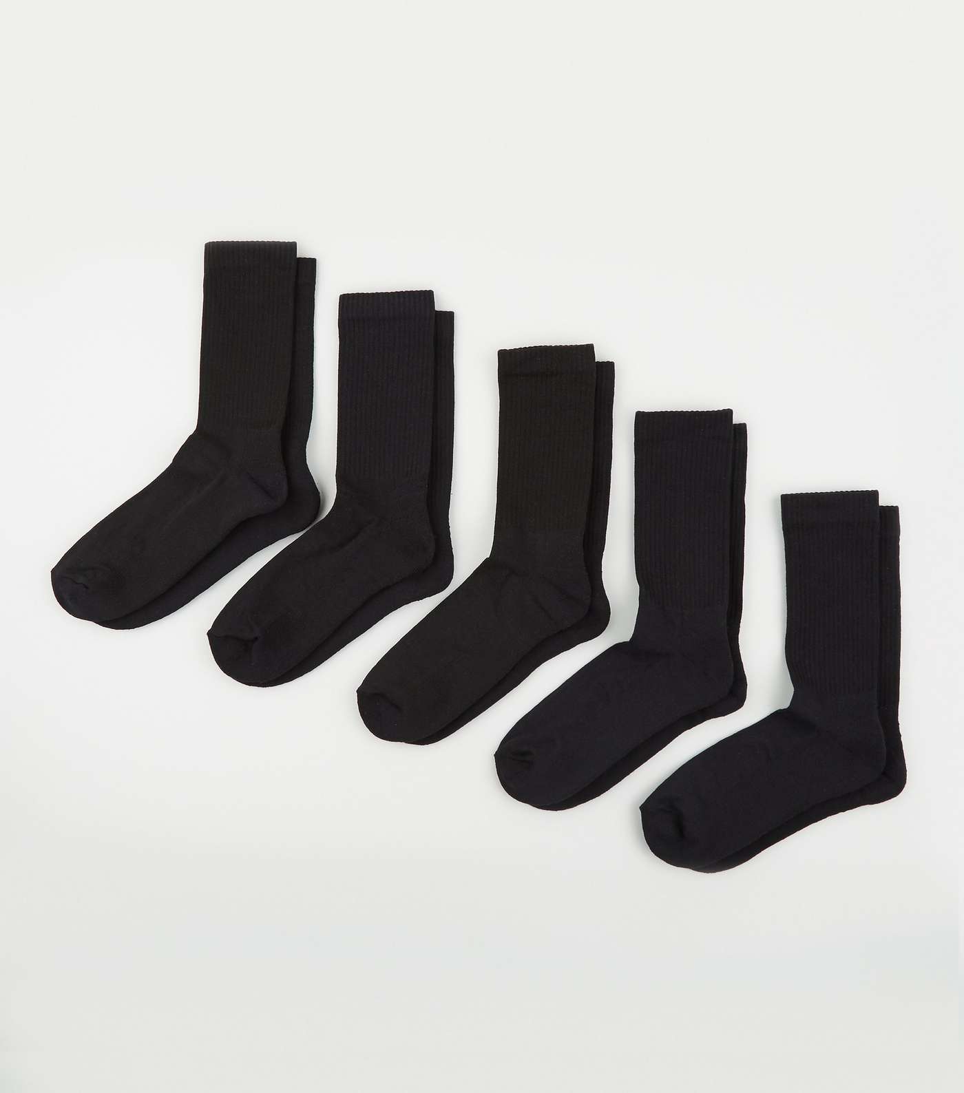 5 Pack Black Ribbed Socks