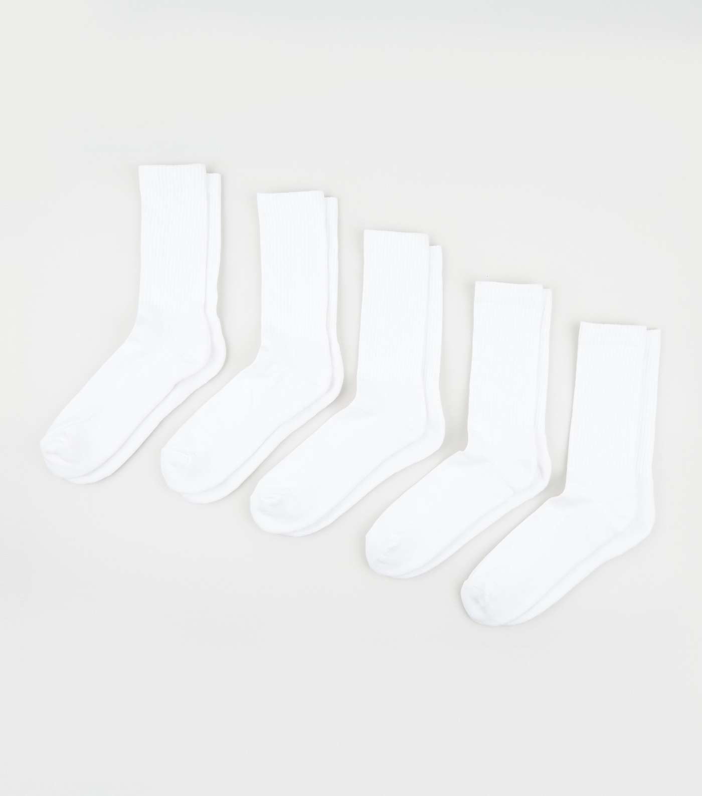5 Pack White Ribbed Socks