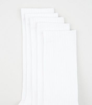 Image of 5 Pack White Ribbed Socks New Look