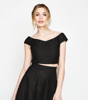 New look black online bardot top