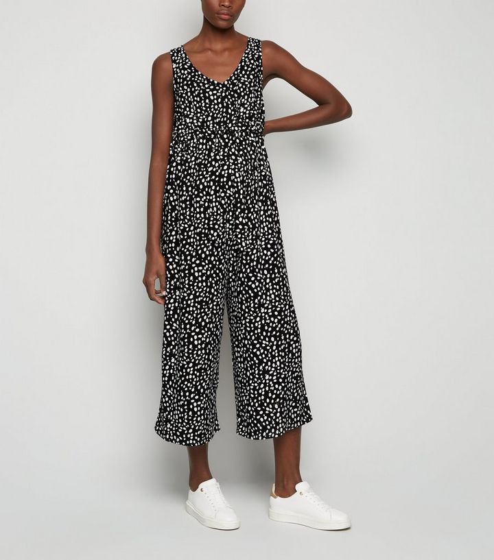 Maternity Black Spot Crop Wide Leg Jumpsuit New Look