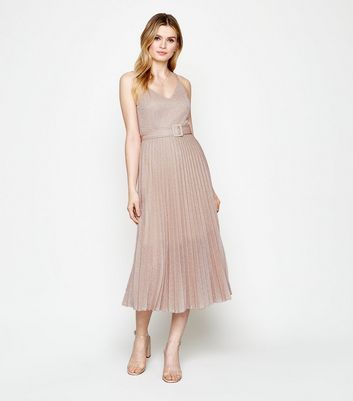 New look outlet gold pleated dress