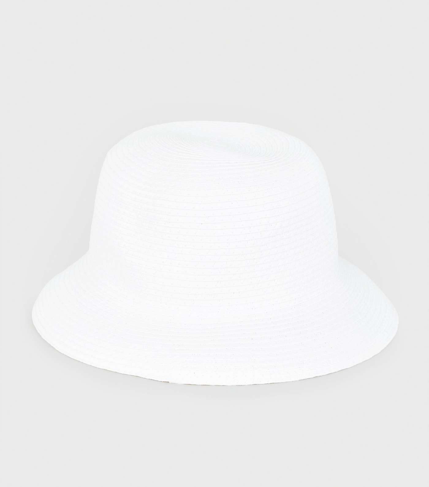 White Woven Straw Effect Bucket Hat