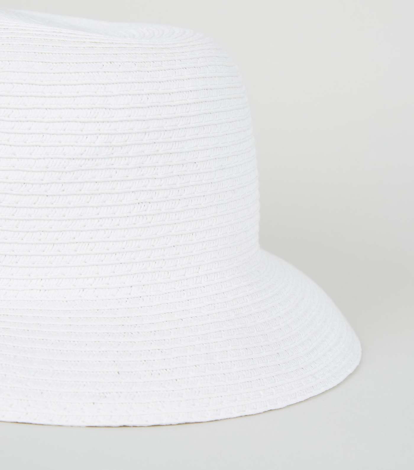 White Woven Straw Effect Bucket Hat Image 3