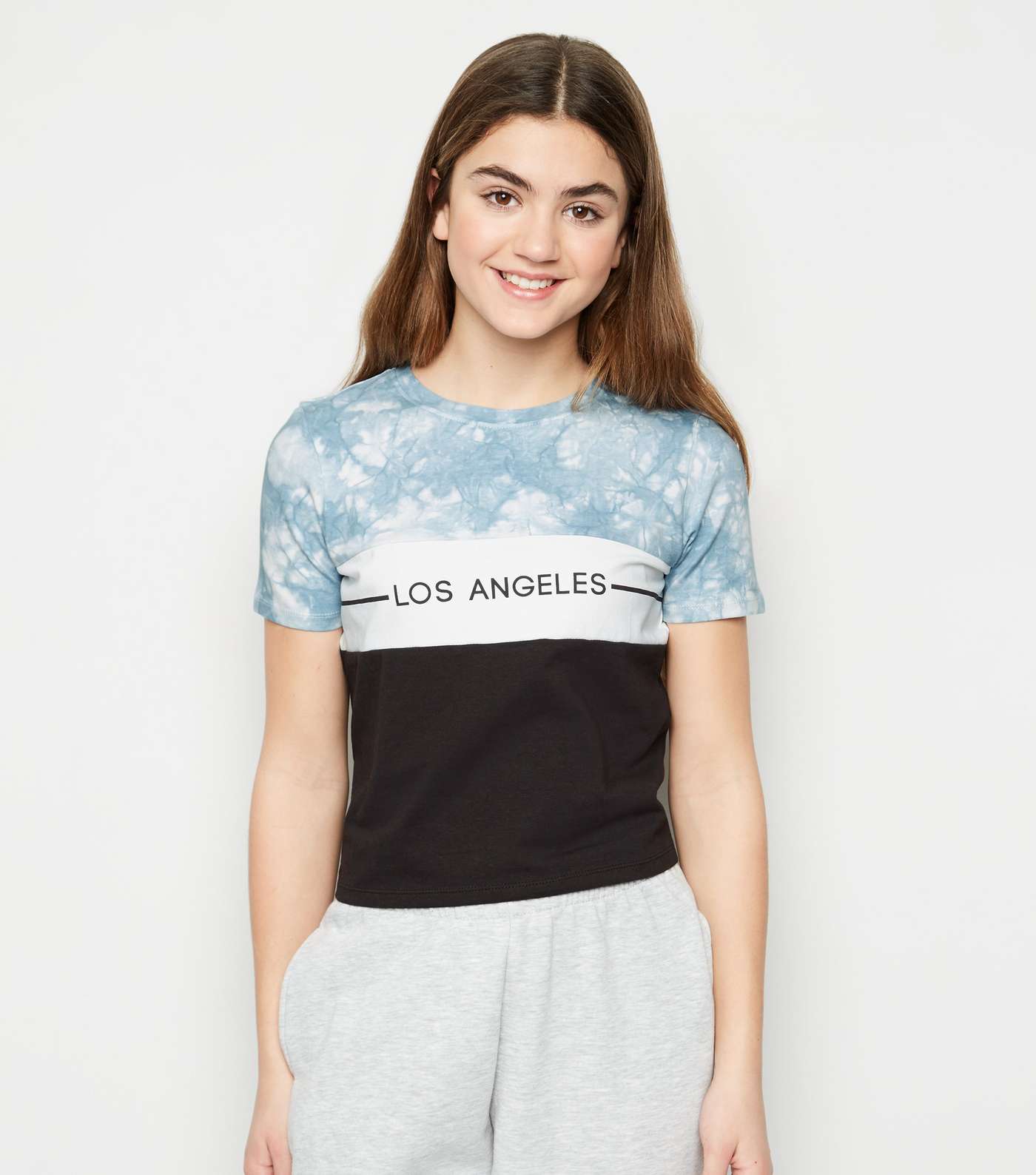 Girls Blue Tie Dye LA Slogan T-Shirt