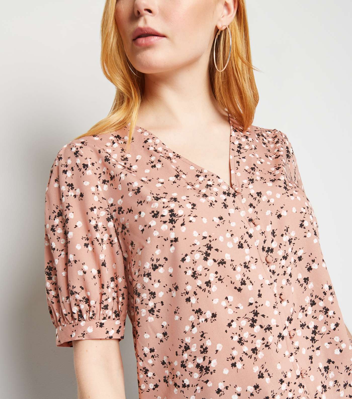 Pink Floral Puff Sleeve Blouse  Image 5