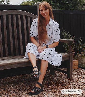 new look white spot midi dress
