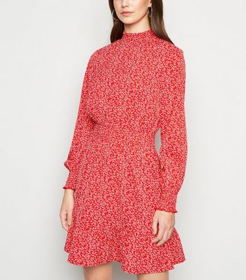 new look red ditsy floral dress