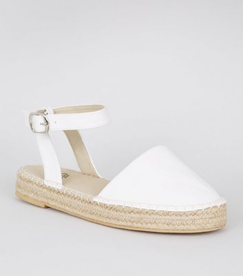 White Leather-Look 2 Part Espadrilles 