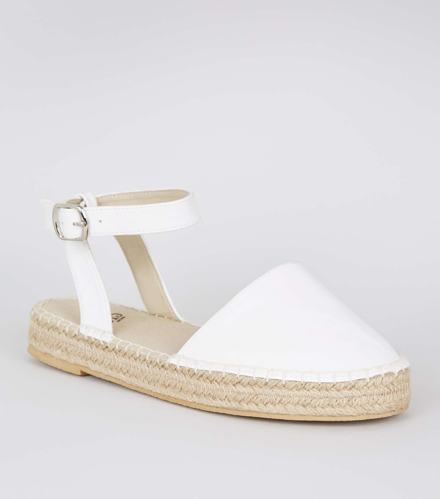 Girls White Leather-Look 2 Part Espadrilles