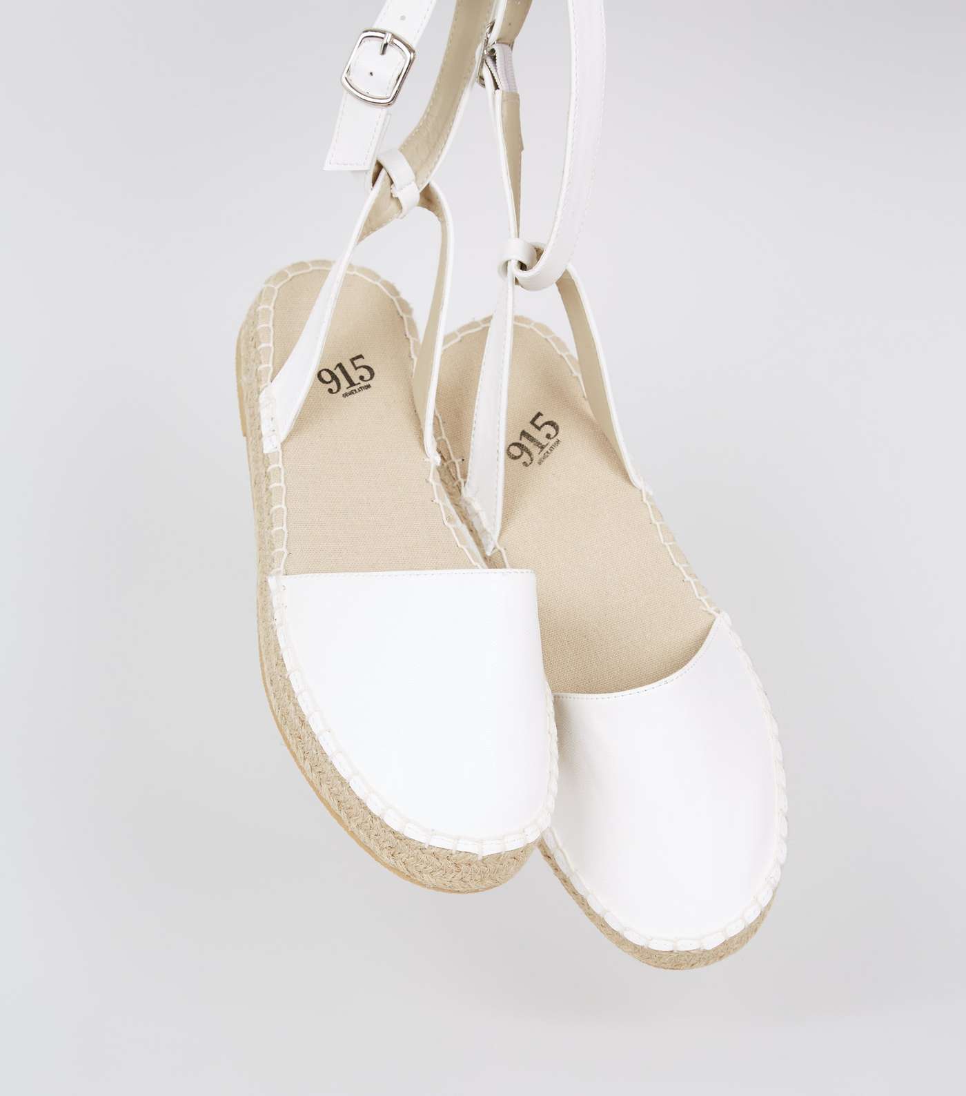 Girls White Leather-Look 2 Part Espadrilles Image 3