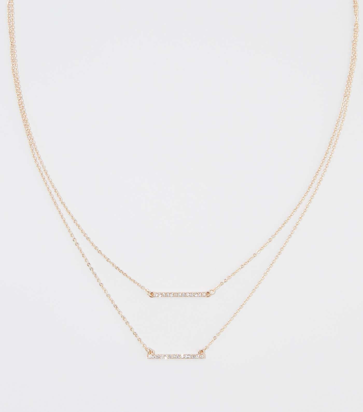 Gold Diamanté Bar Pendant Necklace