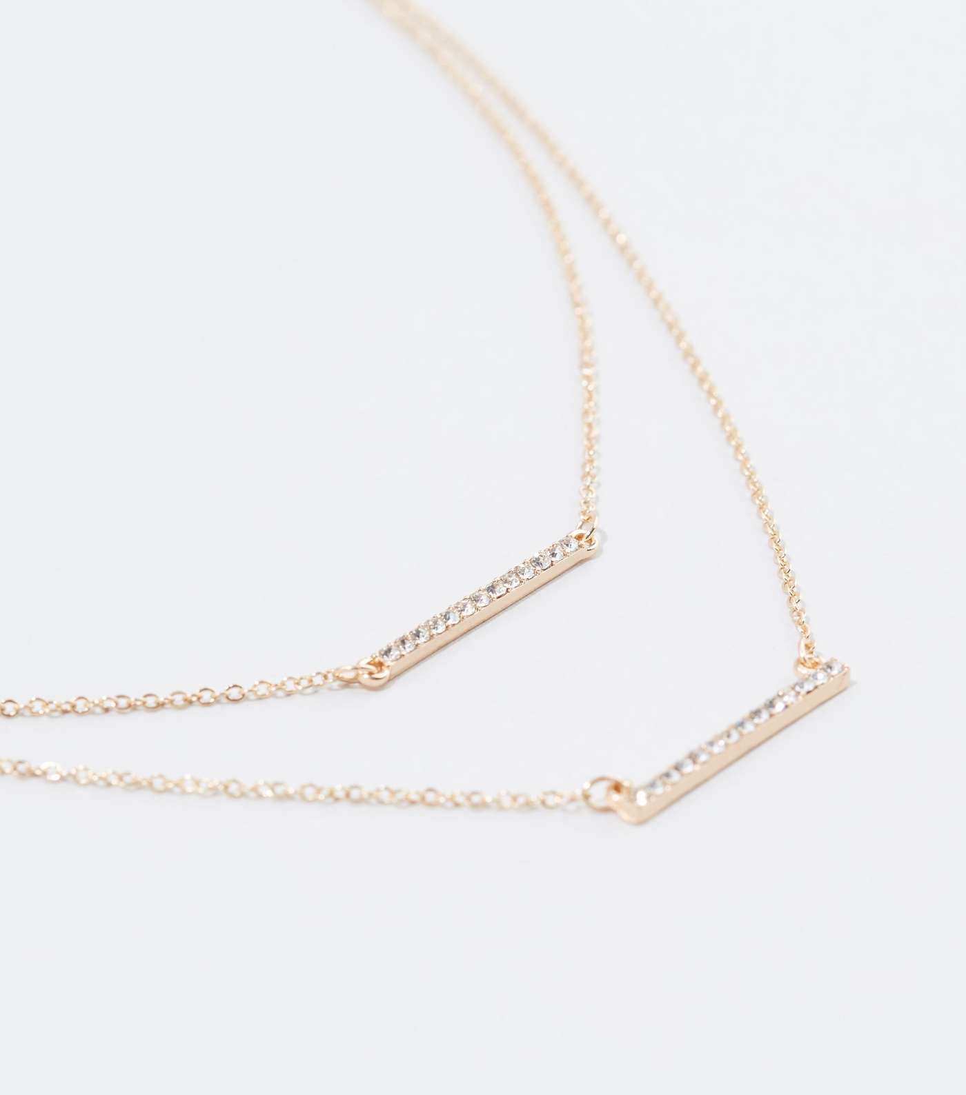 Gold Diamanté Bar Pendant Necklace Image 3
