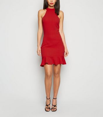 Image of AX Paris Red Frill Hem Bodycon Dress New Look