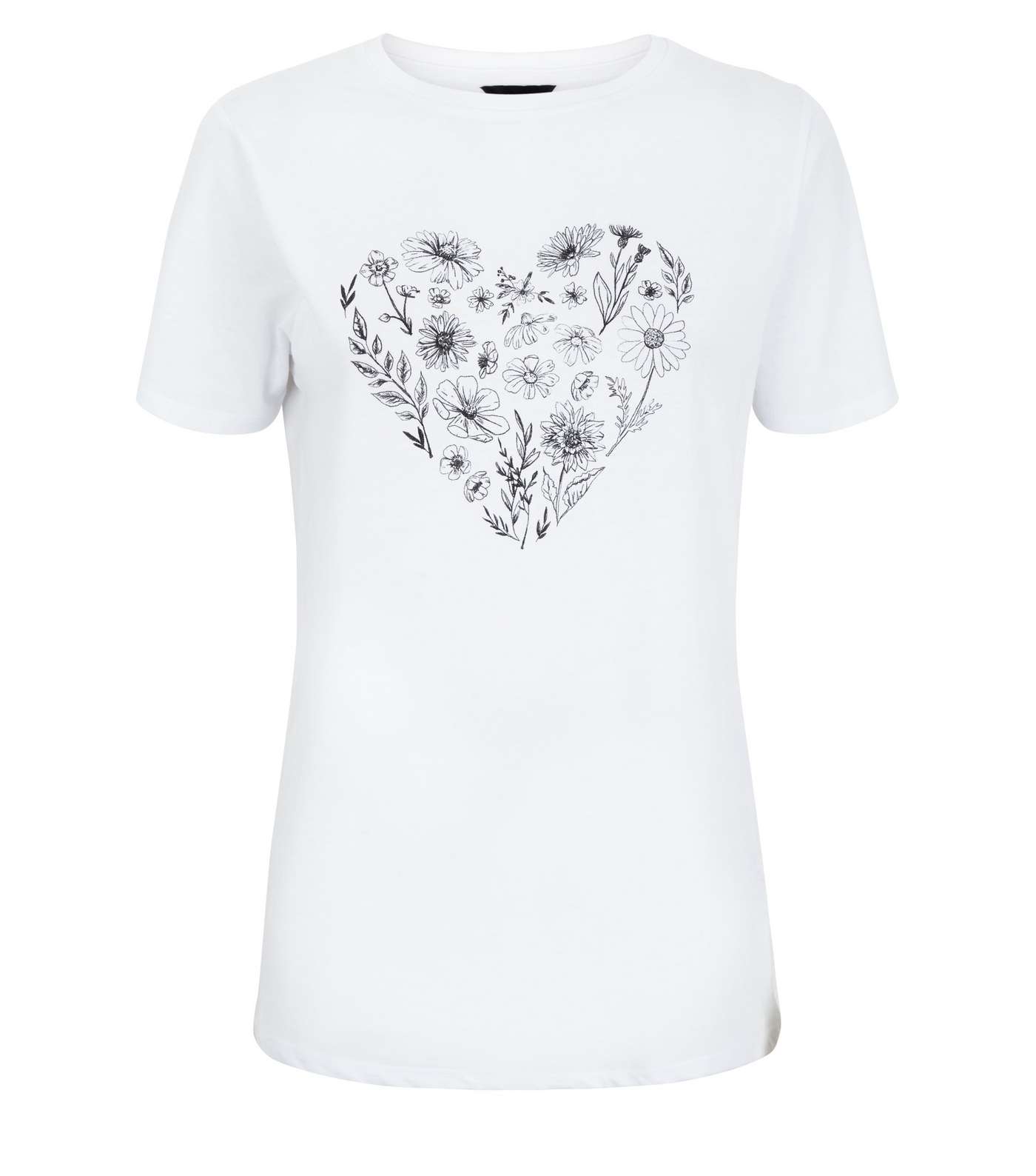 White Wild Flower Heart T-Shirt Image 4