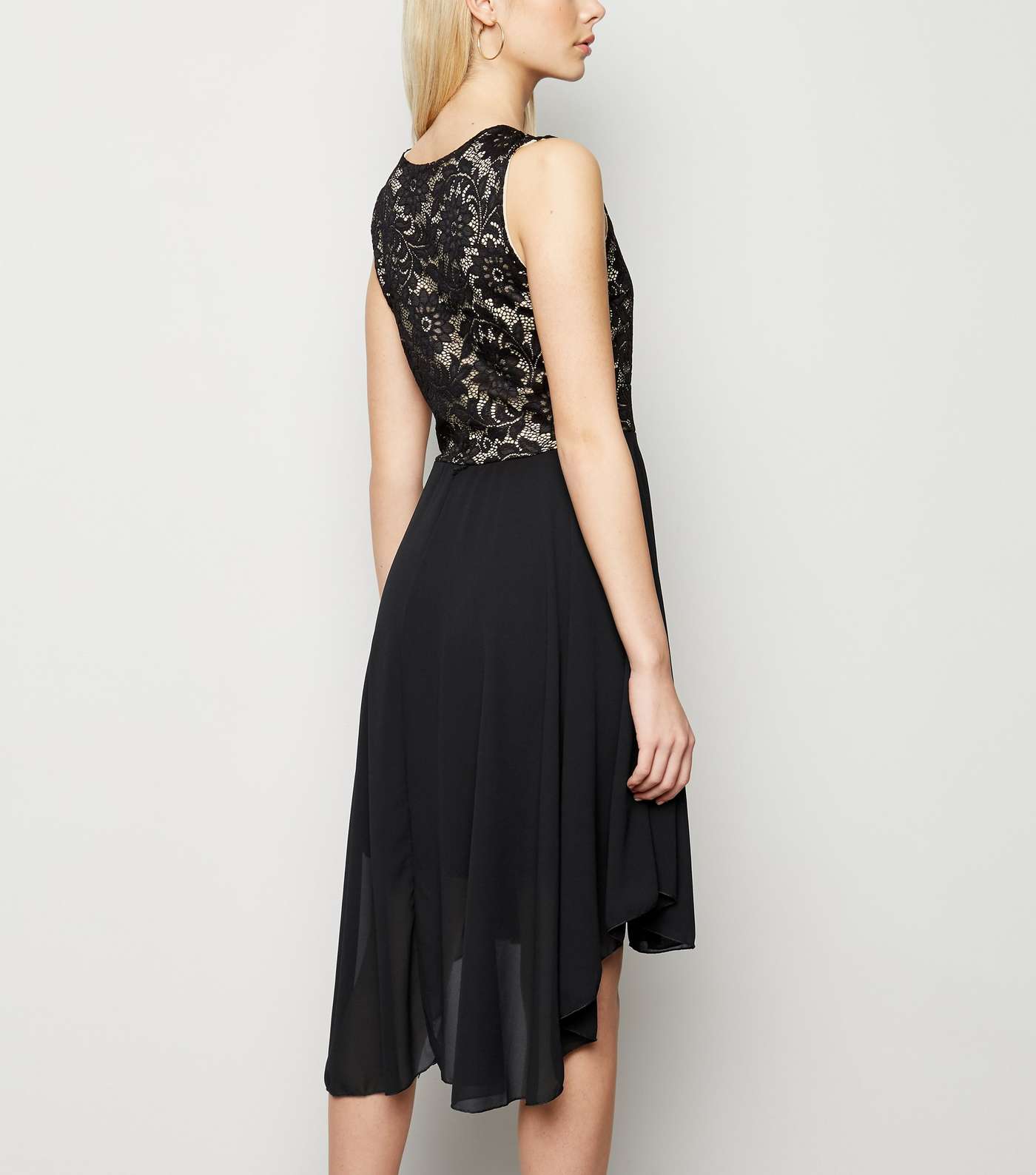 Mela Black Lace Zip Dip Hem Dress Image 3