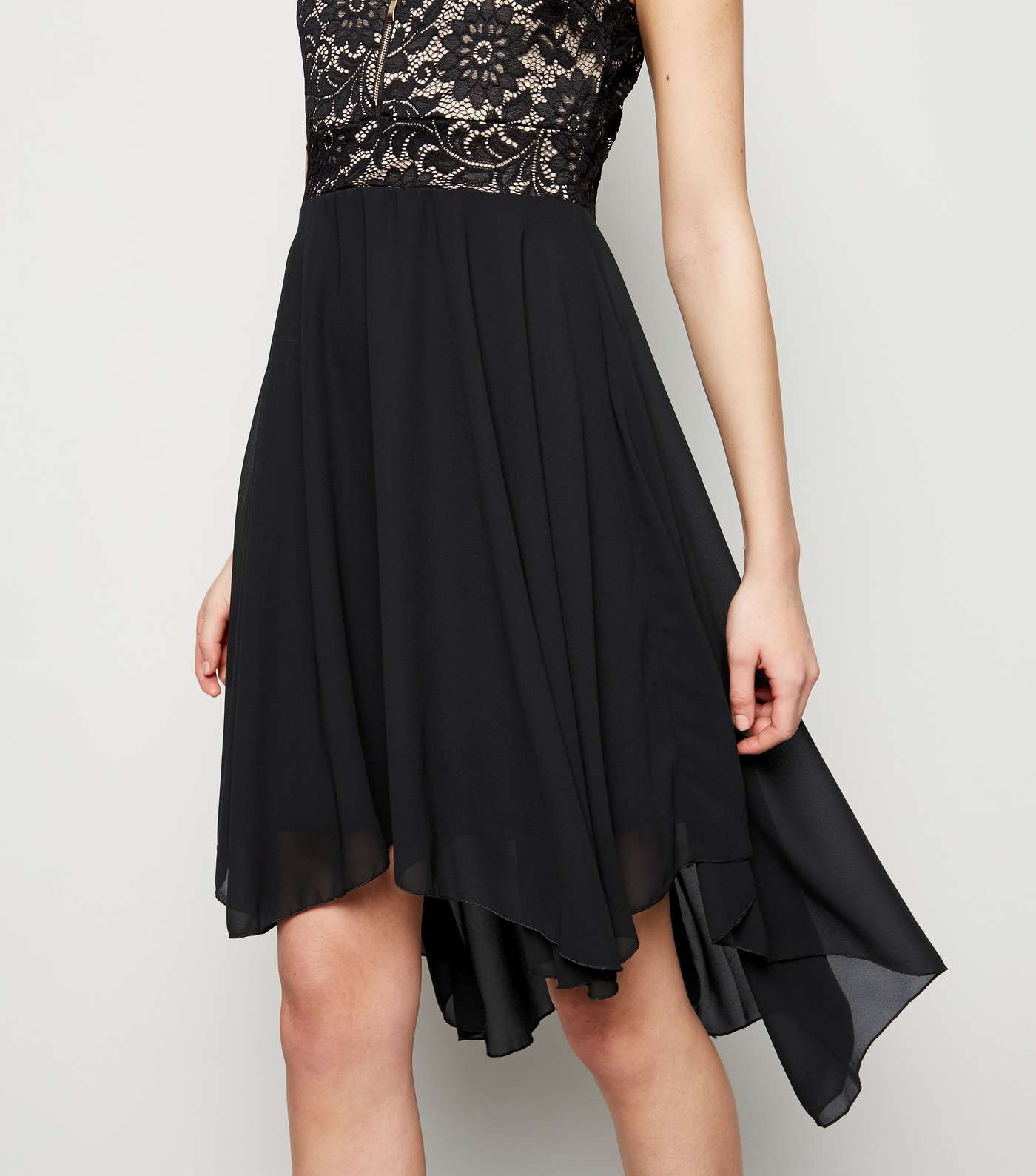 Mela Black Lace Zip Dip Hem Dress Image 5