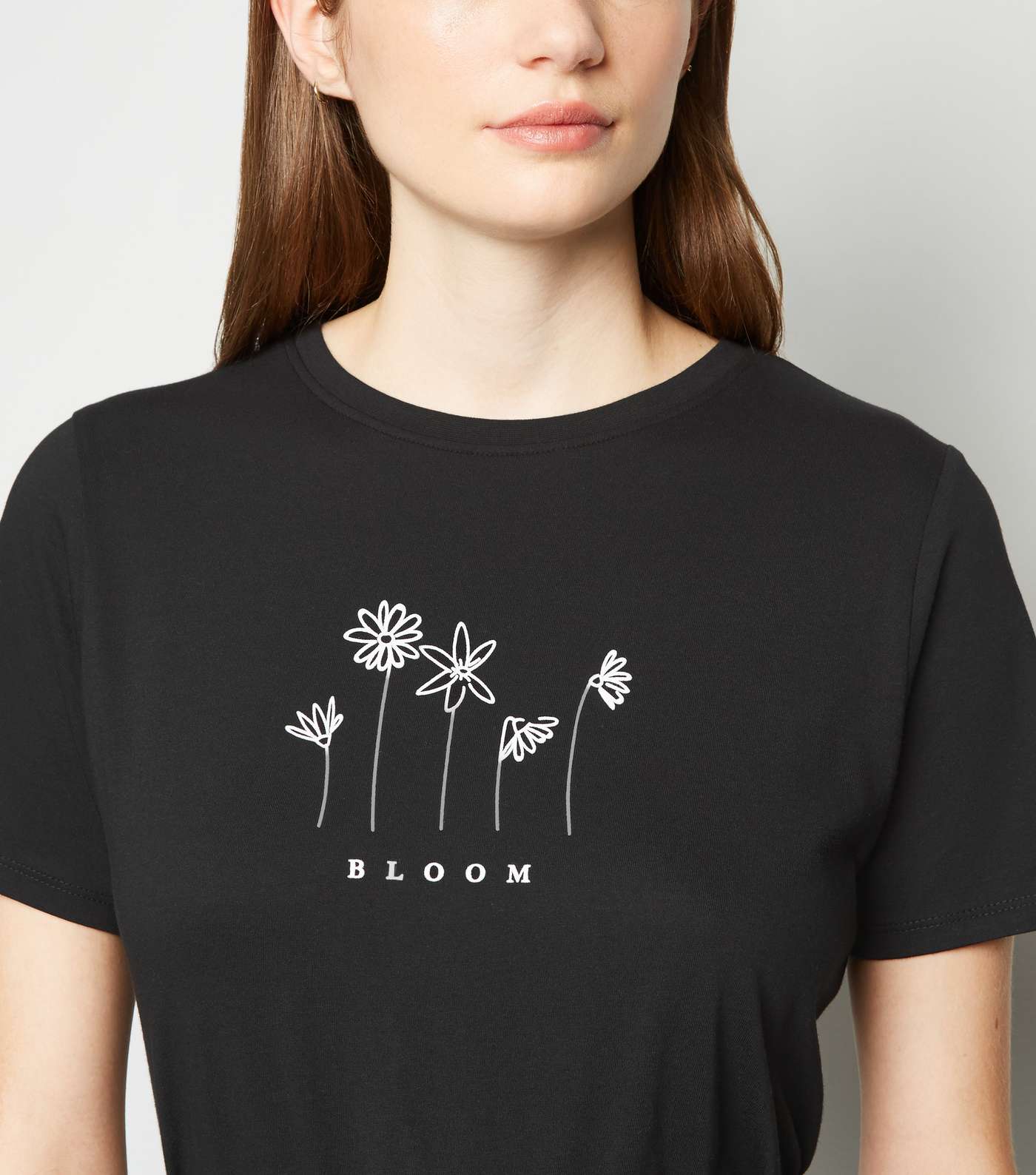 Black Bloom Floral Slogan T-Shirt Image 7