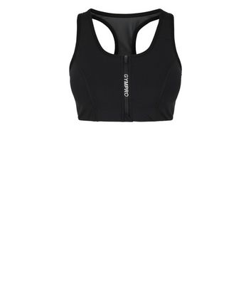 black zip up sports bra