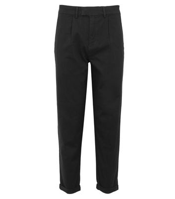Image of Black Pleated Chinos New Look