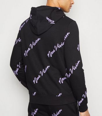 Image of Black Logo New Vision Hoodie New Look