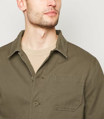Image of Khaki Utility Lightweight Shacket New Look