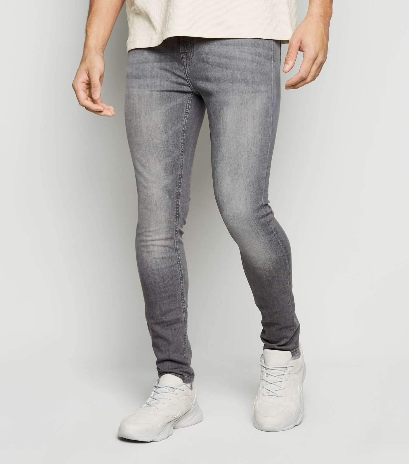 Pale Grey Washed Spray On Skinny Jeans 