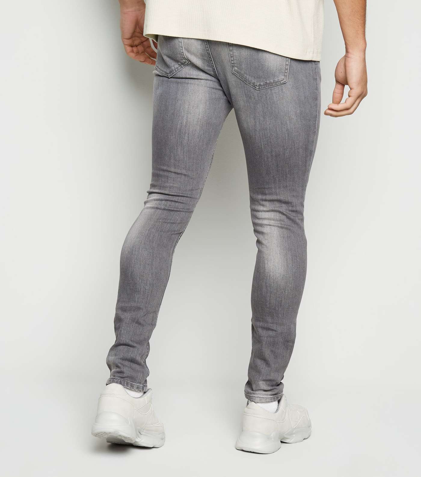 Pale Grey Washed Spray On Skinny Jeans  Image 3