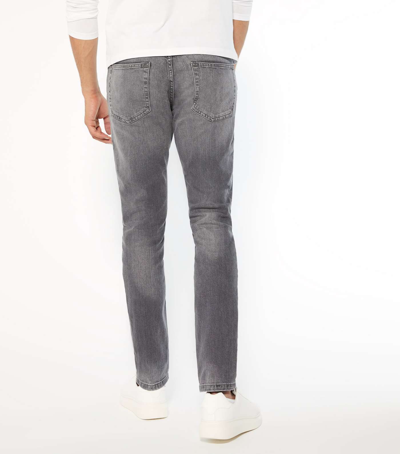 Pale Grey Washed Slim Jeans Image 4