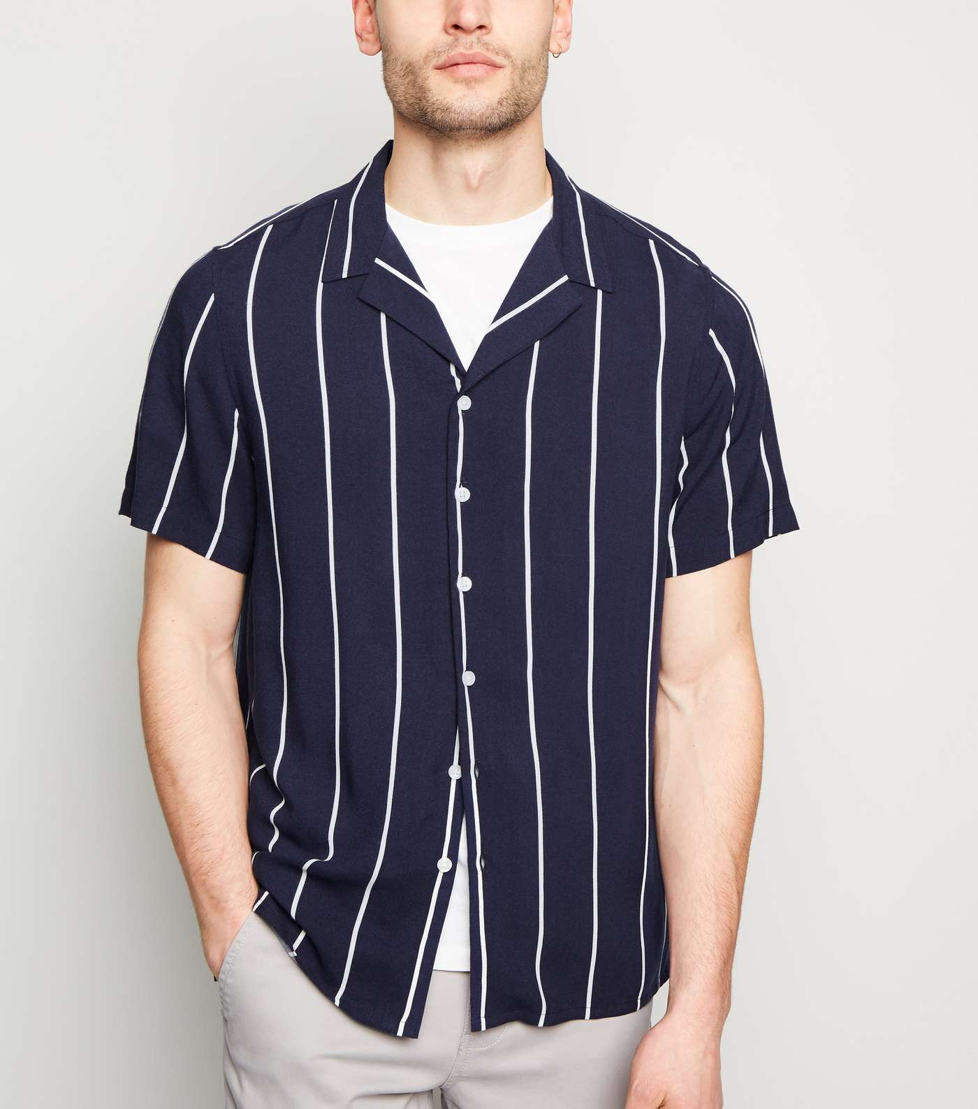 Navy Stripe Short Sleeve Shirt