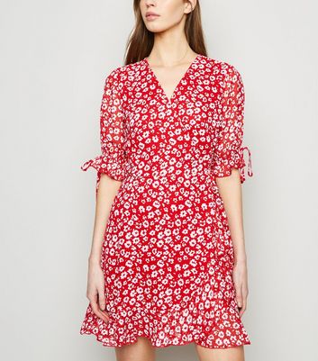 new look red dress floral