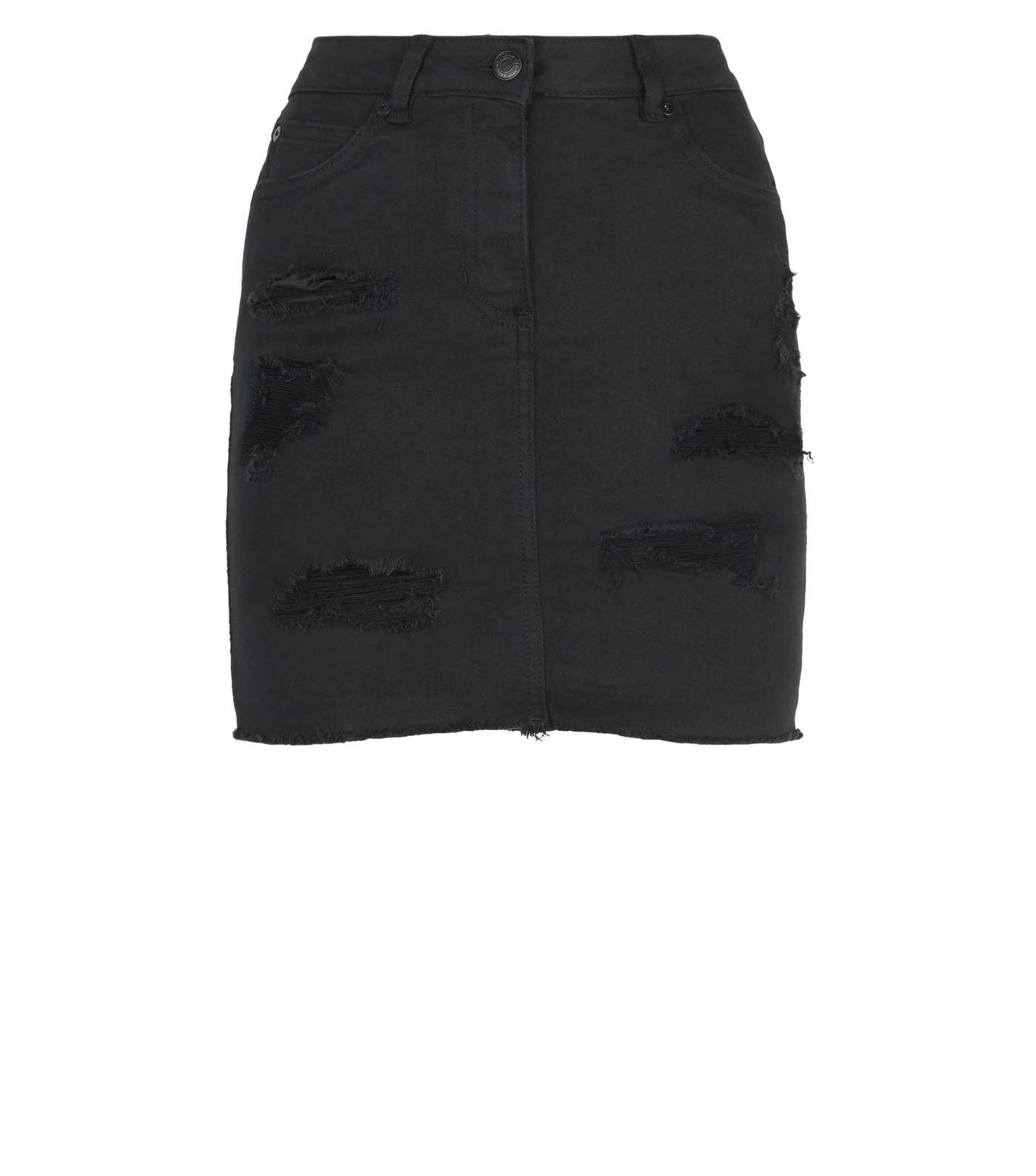 Black Extreme Rip Denim Mini Skirt Image 4