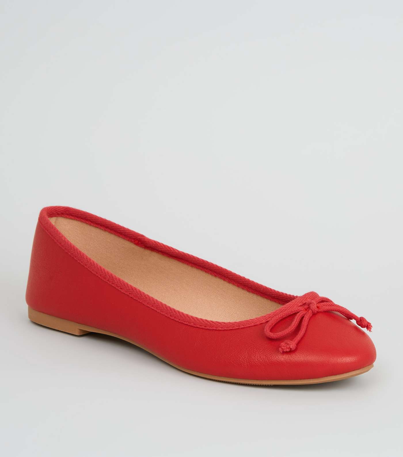 Red Leather-Look Ballet Pumps