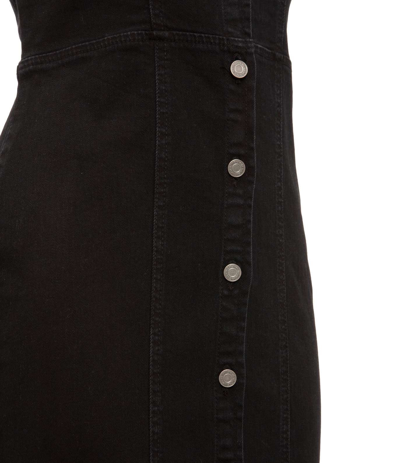 Black Denim Button Bodycon Dress Image 3
