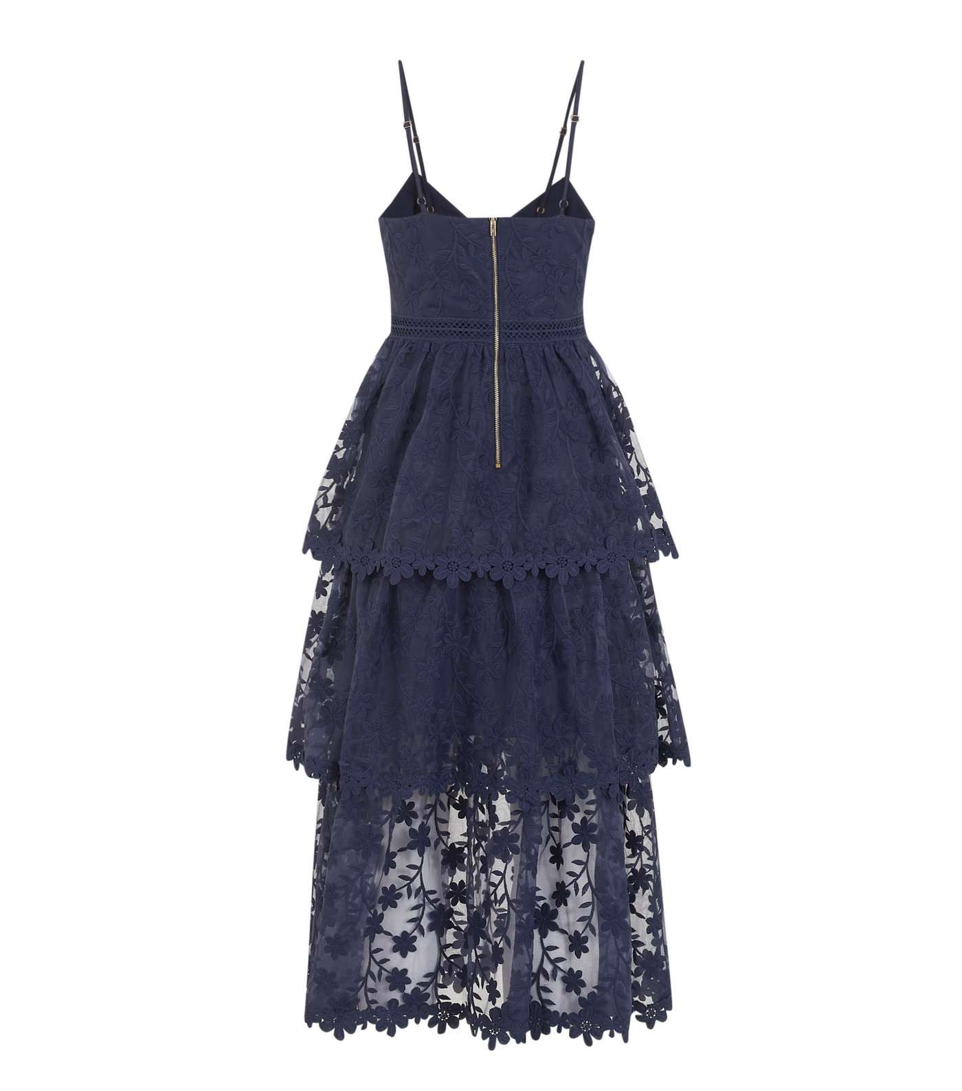 Navy Floral Lace Tiered Maxi Dress  Image 2