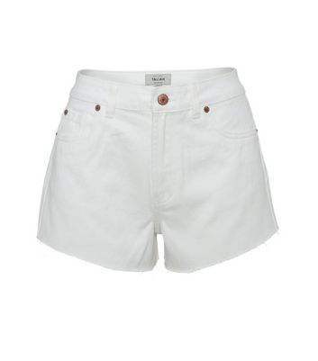 Off White Frayed Denim Shorts | New Look