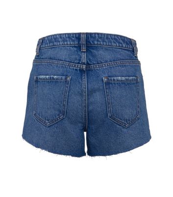 Image of Bright Blue Frayed Denim Shorts New Look