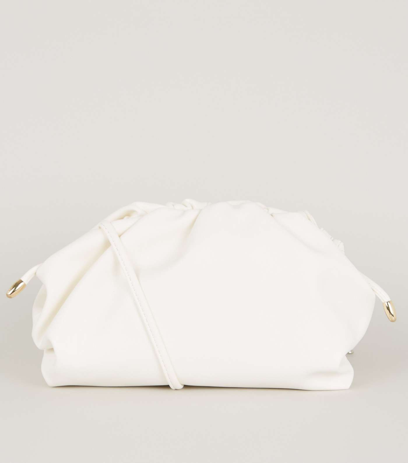White Leather-Look Pouch Bag