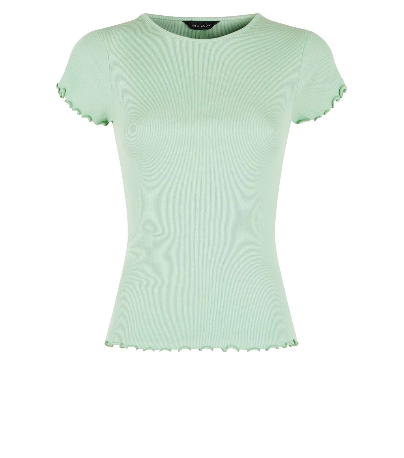 Light Green Frill Trim Cap Sleeve T-Shirt Image 4