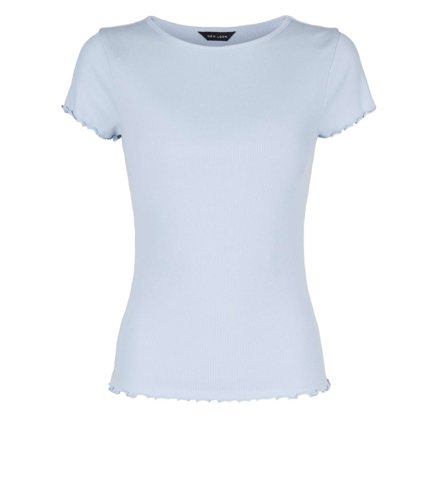 Pale Blue Frill Trim Cap Sleeve T-Shirt Image 4