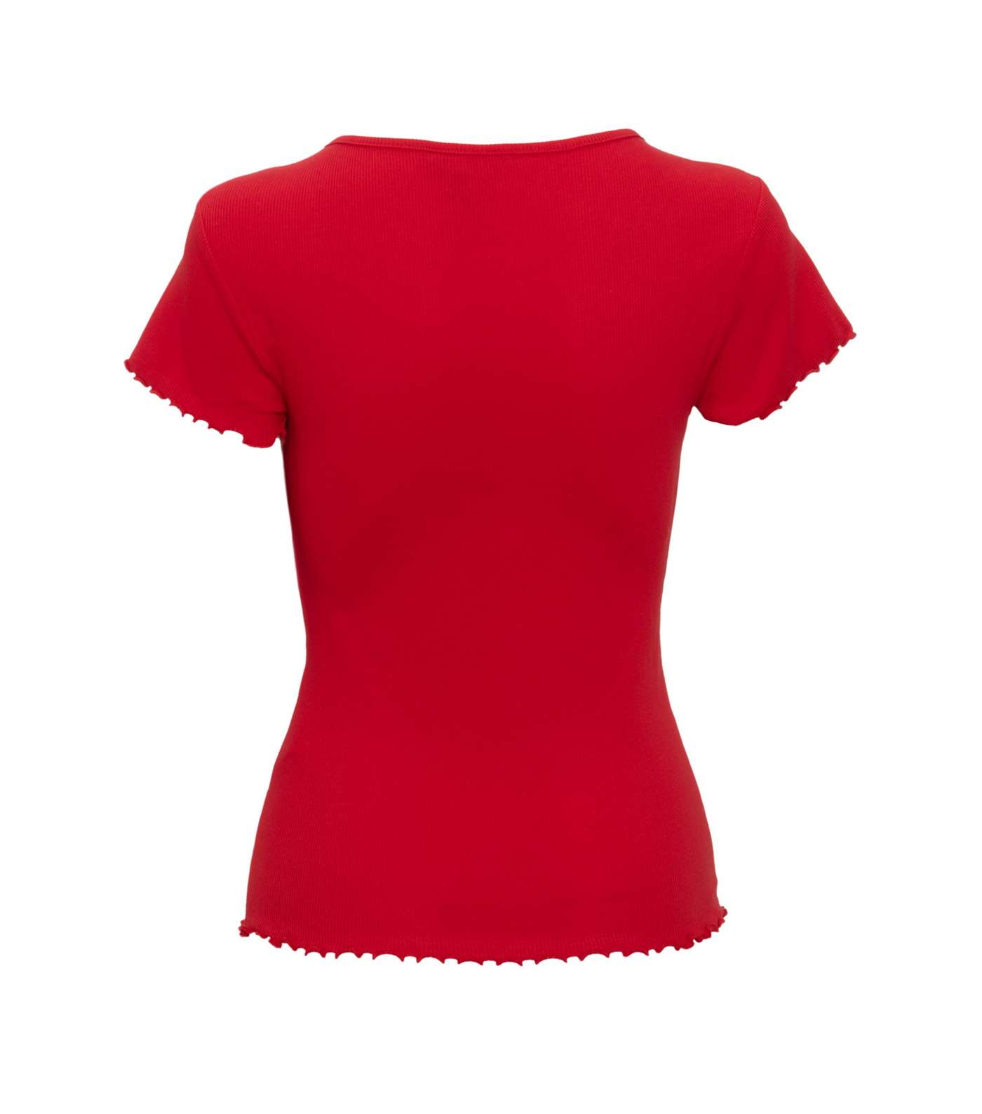 Red Frill Trim Cap Sleeve T-Shirt Image 2