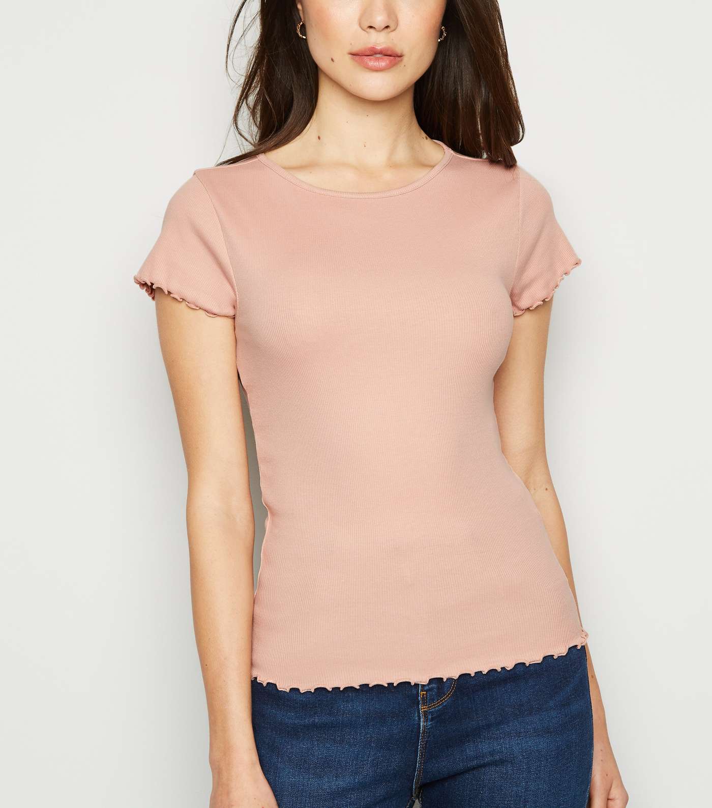 Pink Frill Trim Cap Sleeve T-Shirt