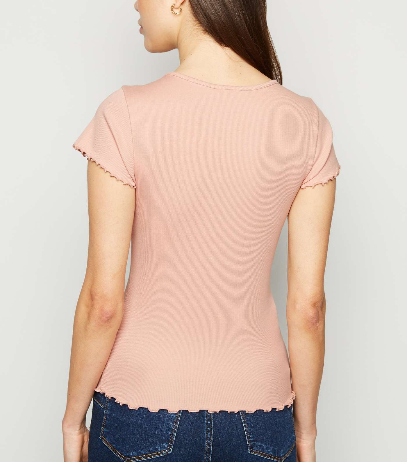 Pink Frill Trim Cap Sleeve T-Shirt Image 3