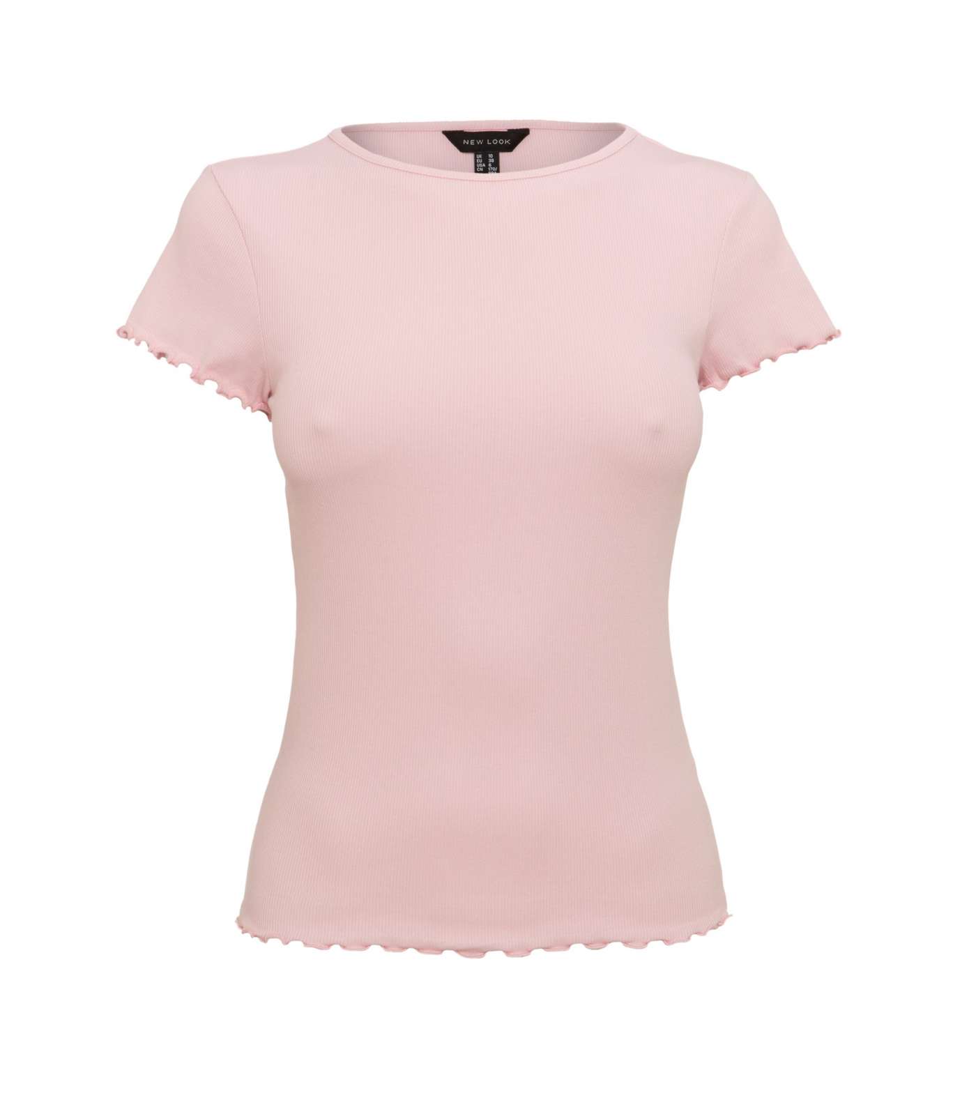 Mid Pink Frill Trim Cap Sleeve T-Shirt