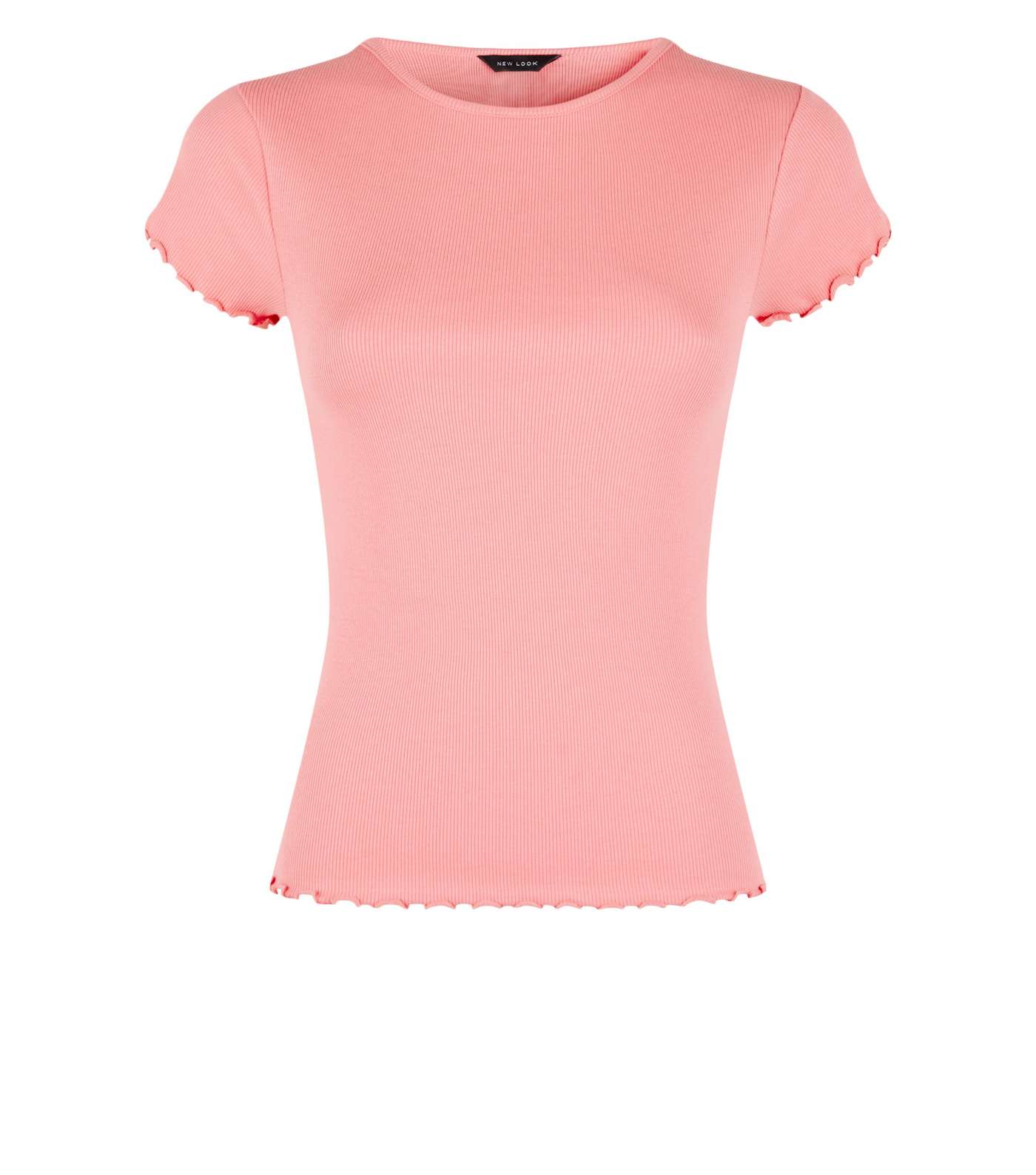 Bright Pink Frill Trim Cap Sleeve T-Shirt Image 4