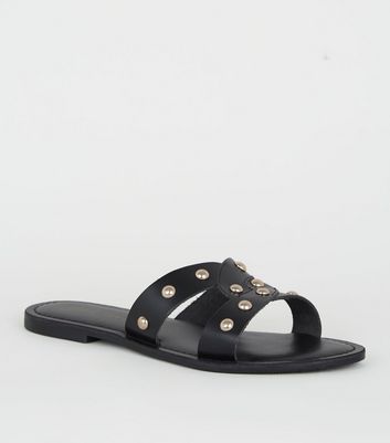 Black cheap stud sliders