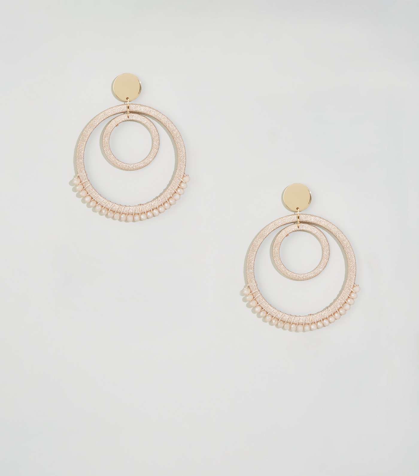 Rose Gold Gem Woven Circle Earrings