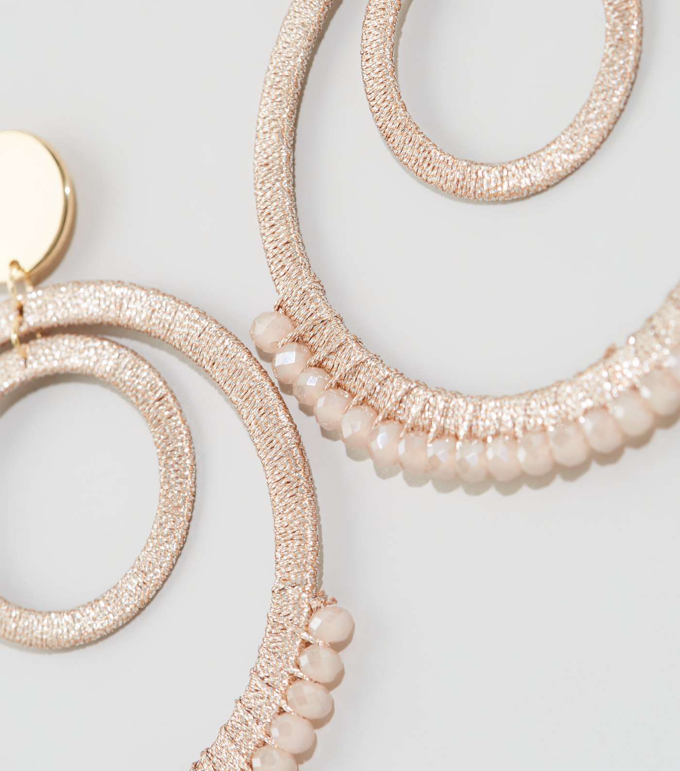 Rose Gold Gem Woven Circle Earrings Image 3